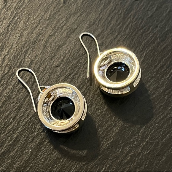 Black Onyx Round Drop Earrings - Picture 14 of 15